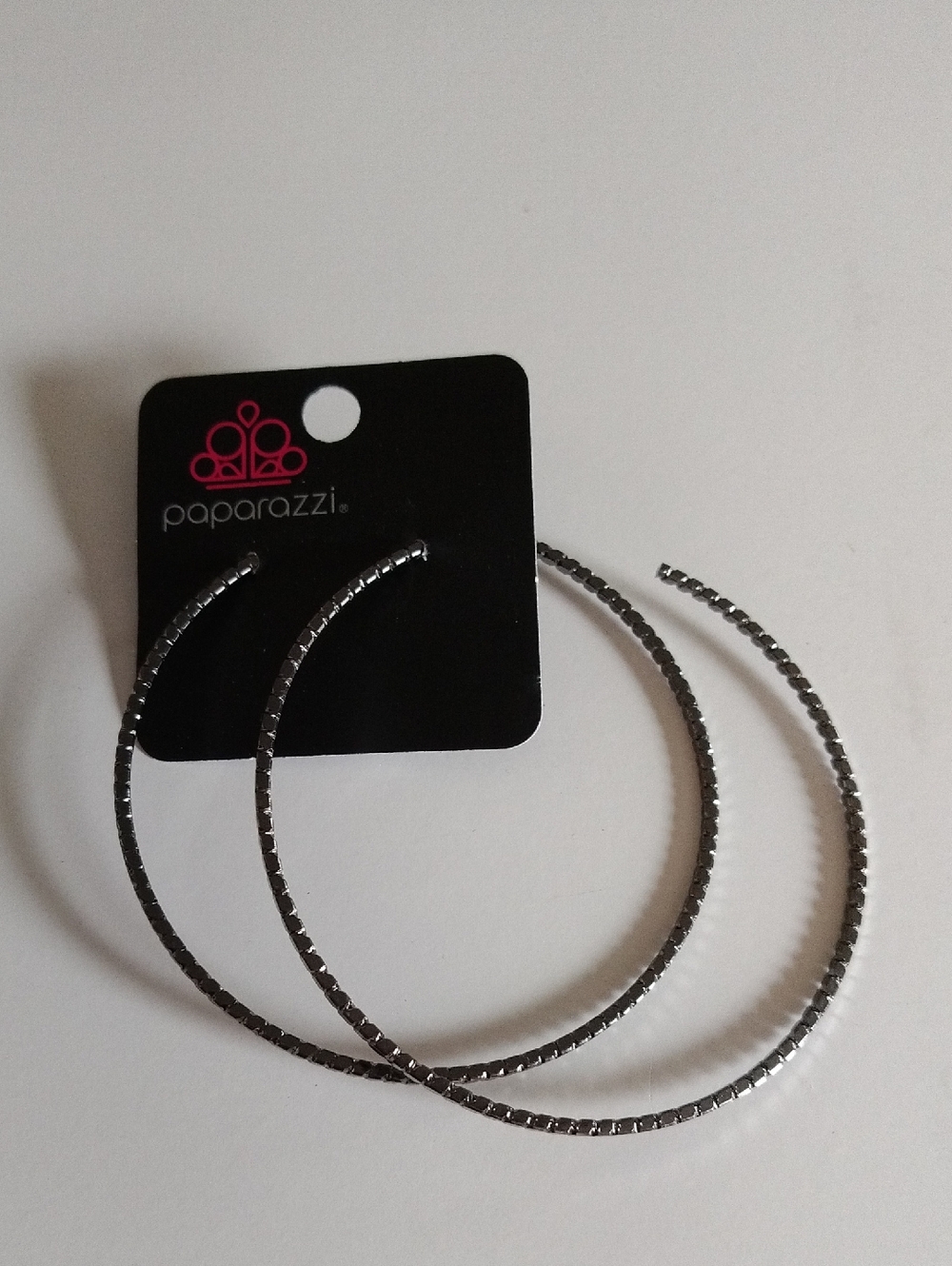 Paparazzi Gunmetal Faceted Hoop Earrings